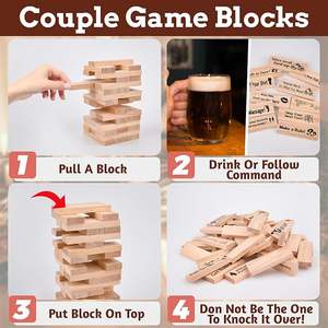 Juego de mesa apilable <span class=keywords><strong>solo</strong></span> para adultos los bloques de <span class=keywords><strong>la</strong></span> torre Lust con 54 piezas de madera y desafíos Truth or Dare - Product Image 3