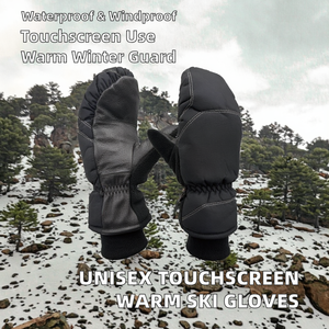 Gants de ski en cuir imperméables coupe-vent tactiles thermiques pour snowboard, cyclisme, sports d'hiver et activités de plein air - Product Image 2