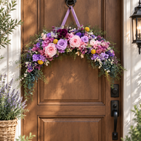 Couronne de fleurs décorative violette, nouvelle collection, pour la décoration intérieure et les portes d'entrée, avec des hortensias