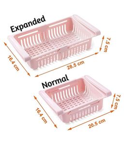 Refrigerator Drawer Organizer Expandable Adjustable Fridge Storage Basket