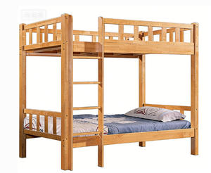 Cama litera moderna de la serie Colorful con barandillas de seguridad y escaleras, muebles de dormitorio infantiles de madera maciza de roble, cama para dormitorio de estudiantes - Product Image 1