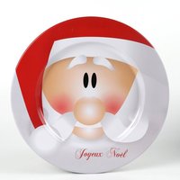 Joyeux Noël - Ensemble de 2 assiettes en fer blanc personnalisables, motif village de Noël et Père Noël, durables, pour service de vacances
