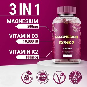 Kalme Magnesiumgummies 500Mg Met Vitamine <span class=keywords><strong>D3</strong></span> <span class=keywords><strong>10000</strong></span> <span class=keywords><strong>Iu</strong></span> En Vitamine K2 100Mg-Magnesiumcitraatsupplement Voor Volwassenen - Product Image 3
