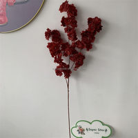 B-131Artificial Fleur Bourgogne Fleur De Cerisier Festif De Mariage Événement Décoration Fleurs Haute Qualité Janpan Cherry Blossom