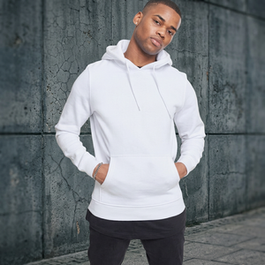Sweat-shirt à capuche blanc pour homme, coupe classique, en molleton de coton, décontracté, avec poche avant, pour l'automne - Product Image 1