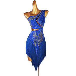 Professional Ballroom Dance Competition Performance Suit Diamond <strong>Tassled</strong> <strong>Dress</strong> 100% Polyester Digital Print New Real Shot - Product Image 4