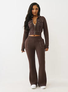 C0987 Completo Sportivo da <span class=keywords><strong>Donna</strong></span> alla Moda con Ricamo di Lettere <span class=keywords><strong>Sexy</strong></span> per il Tempo Libero all'Aperto - Product Image 2