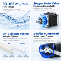 Pompe péristaltique à moteur pas à pas Kamoer KPAP160 24V, 50-105 ml/min, compacte, OEM, pour la dosage de liquides et l'intégration dans les équipements