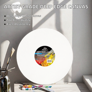 For Artist Grade MDF <b>Frame</b> Deep Edge Balanced Absorbency 350g Primed Cotton Round Stretched /<b>Canvas</b> 30x30cm for Painting - Product Image 2