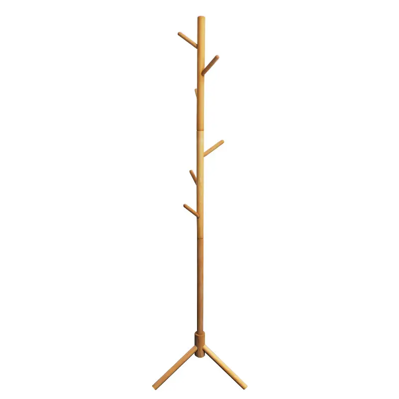 Multifunctional standing wood bedroom simple floor stand hanger kids clothing coat rack tree