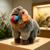 Peluche réaliste Mandrill, jouet en coton PP super doux, singe animal sauvage en peluche, cadeau d'anniversaire, en stock, personnalisation OEM, vente en gros d'usine