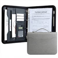 Porte-documents multifonctionnel en cuir A4 de haute qualité, imperméable, avec calculatrice intégrée, logo personnalisé