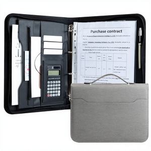 Hoge kwaliteit A4 lederen waterdichte map met ingebouwde rekenmachine, aangepaste logo, multifunctionele portfolio - Product Image 3