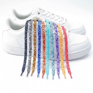 Cordones planos YS de 8 mm con estampado de tinta, para hombre/mujer, coloridos, negros/blancos, de poliéster y algodón, para zapatos AJ1 AF1 con efecto bronceado - Product Image 2