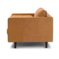 Moderner Minimalistischer Einzelsessel aus Leder, Lässiges Braunes Retro-Lounge-Sofa für Wohnzimmer und Kleine Apartments