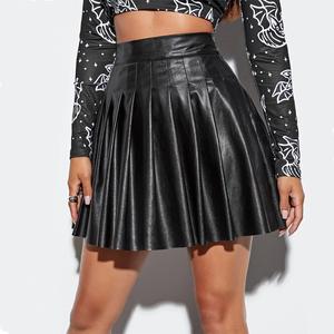 Sexy And Elegant High Waist PU <b>Leather</b> Pleated <b>Mini</b> <b>Leather</b> <b>Skirt</b> - Product Image 6