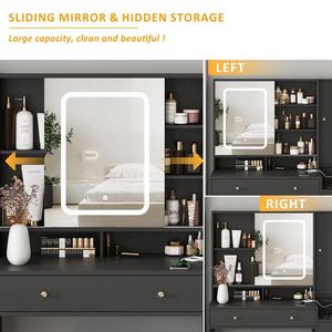 Bedroom Furniture White <strong>Dressing</strong> <strong>Table</strong> Wood Makeup Vanity Desk with Led Light and <strong>Mirror</strong> - Product Image 4