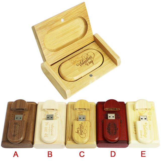 New Wooden USB 2.0 Flash Drive 64GB/128GB/32GB/8GB Custom Logo Gift with 3-Year Warranty and Wood Box