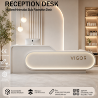 Le design minimaliste du comptoir d'accueil blanc crème de luxe léger convient aux cliniques de beauté et aux magasins de détail OEM/ODM