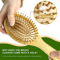 Brosse à cheveux ovale en bambou naturel avec coussin et technologie laser, logo personnalisé, ensemble de brosses démêlantes avec boîte pour femmes