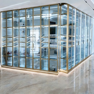 ארון תצוגה לאחסון יין עם מסגרת אלומיניום ודלת זכוכית, ניתן להתאמה אישית, חוסך מקום, ארונות בהתאמה אישית לכל הבית - Product Image 5