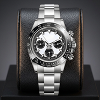 Reloj Deportivo de Buceo de Acero Inoxidable con Logotipo Personalizado Hercules para Movimiento Silver Panda VK63, Correa de Cuero con Cristal, Analógico, 50 Bar