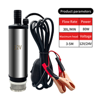 Pompe de ravitaillement submersible portable Joydeer à moteur DC 12V/24V essence/diesel 85W, diamètre 51mm, 30L/min, câble 3m, raccordement fixe