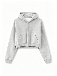 Sudadera corta de mujer Otoño/Invierno 2026, estilo retro, color liso, con cremallera, chaqueta corta de cachemira, sudadera para chica moderna, venta al por mayor - Product Image 6