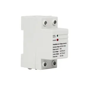 32A 40A 50A 63A 80A 100A 230V 380V Din Rail Adjustable Over Under Voltage Protector Relay Delay Time Protector