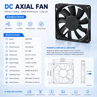 Ventilateur DC à profil bas 92x92x15mm 9215 12V 0.45A 4 broches PWM à roulement à billes 3000 tr/min CE pour armoire de commutation réseau et télécommunications, ventilateur de refroidissement axial