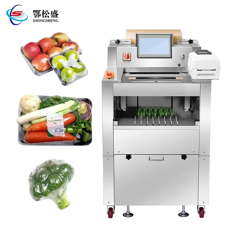 Machine de cachetage d'emballage de film alimentaire en plastique extensible de fruit végétal avec la bobine supérieure de film pour l'emballage d'emballage de plateau de nourriture