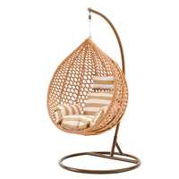 Fauteuil suspendu double en rotin PE avec support métallique pour patio, jardin et extérieur, style cocon en osier