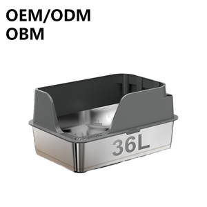 Lettiera per Gatti Moderna Grande Semi-Chiusa Design Aperto Facile da Pulire Antispruzzo in Acciaio Inox 80L Pulizia Automatica - Product Image 1