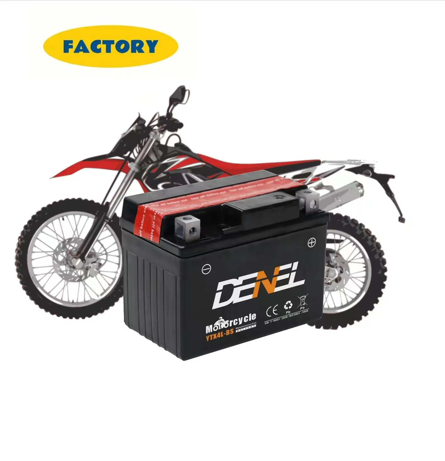 DENEL-Batería de moto eléctrica de 12v, piezas de repuesto de dos ruedas, imágenes, 6MF4L, fabricante de China, venta al por mayor