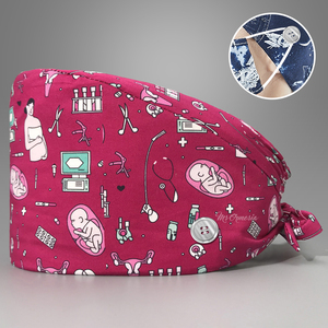 Gorro de Enfermeira Estampado para Mulheres em Algodão Puro, Gorro de Cirurgia Dental Fino com Logotipo Personalizado, Gorro Fofo para Unidade de Cuidados - Product Image 5