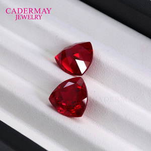 Cadermay Synthetic Ruby Loose Stone Triangle Pigeon Blood Red For Jewelry Making - Product Image 1