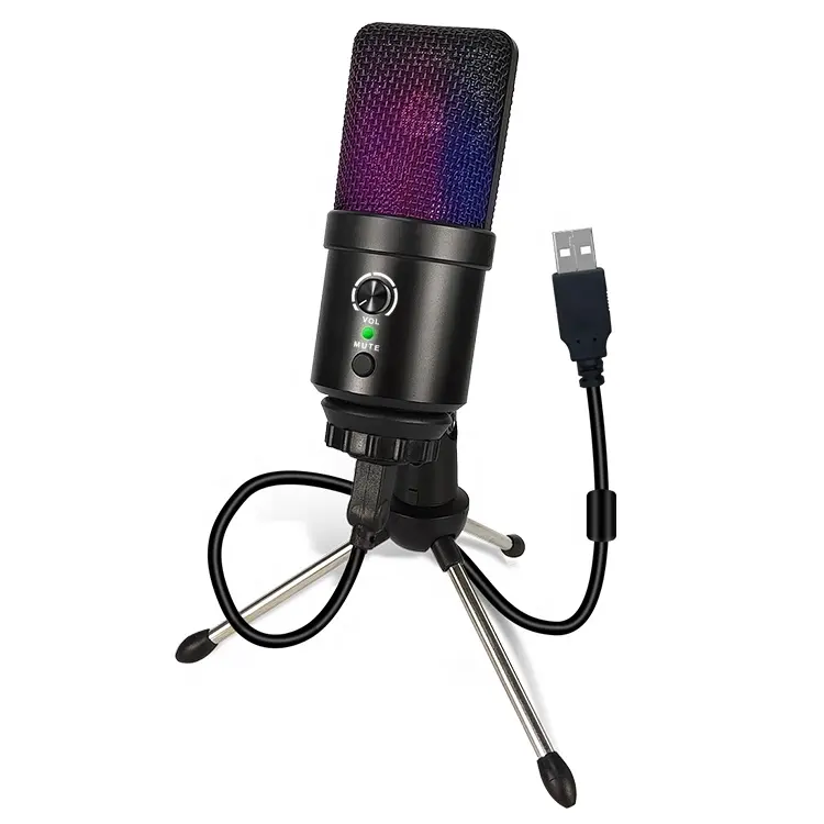 Microfone u820 rgb usb profissional, atacado de fábrica, gravação múltipla luz cores com kit de microfone completo