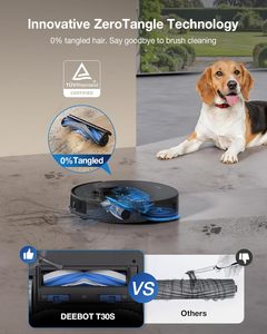 Para el Robot Aspirador y Fregador ECOVACS DEEBOT T30S PRO, 11000 Pa, Tecnología ZeroTangle, Fregado de Bordes Adaptativo TruEdge - Product Image 4