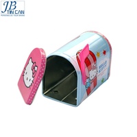 Caja de regalo de metal para decoración navideña, caja de lata con forma de buzón pequeño con bandera