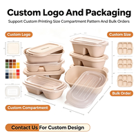 Contenants alimentaires biodégradables en bagasse écologiques de 850/1000 ml avec couvercles en PP/PET/pulpe, revêtement UV, estampage, forme ovale pour sushis