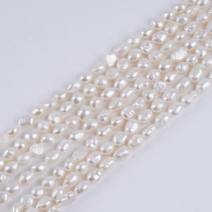 6-7mm Natural Freshwater Pearl Bead Double-<b>Sided</b> Glossy Straight Hole for DIY Necklace Jewelry <b>White</b> Semi-Finished Accessories - Product Image 2
