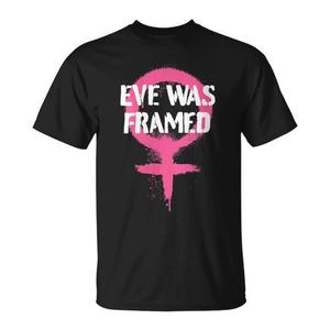 Camiseta gráfica punk feminista con estampado de Eve Was Framed, color negro, unisex, cuello redondo, manga corta, estilo urbano - Product Image 1