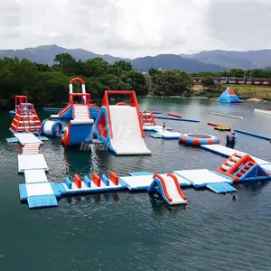 Sea Floating Water Obstacle Course Inflatable Water Parks Aqua Park In Summer