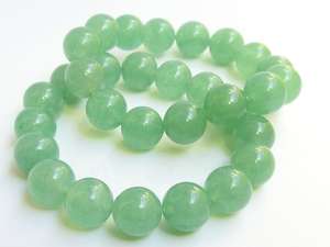 Bracelet élastique en aventurine verte, perles sphériques lisses, perles rondes, unique en son genre, plastique, unisexe, anniversaires, fêtes - Product Image 2