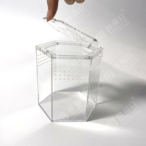 Boîtier de maison de tarentule de <span class=keywords><strong>reptile</strong></span> en acrylique hexagonal transparent personnalisé avec couvercle coulissant magnétique Vitrines d'exposition de <span class=keywords><strong>reptile</strong></span> en acrylique - Product Image 6