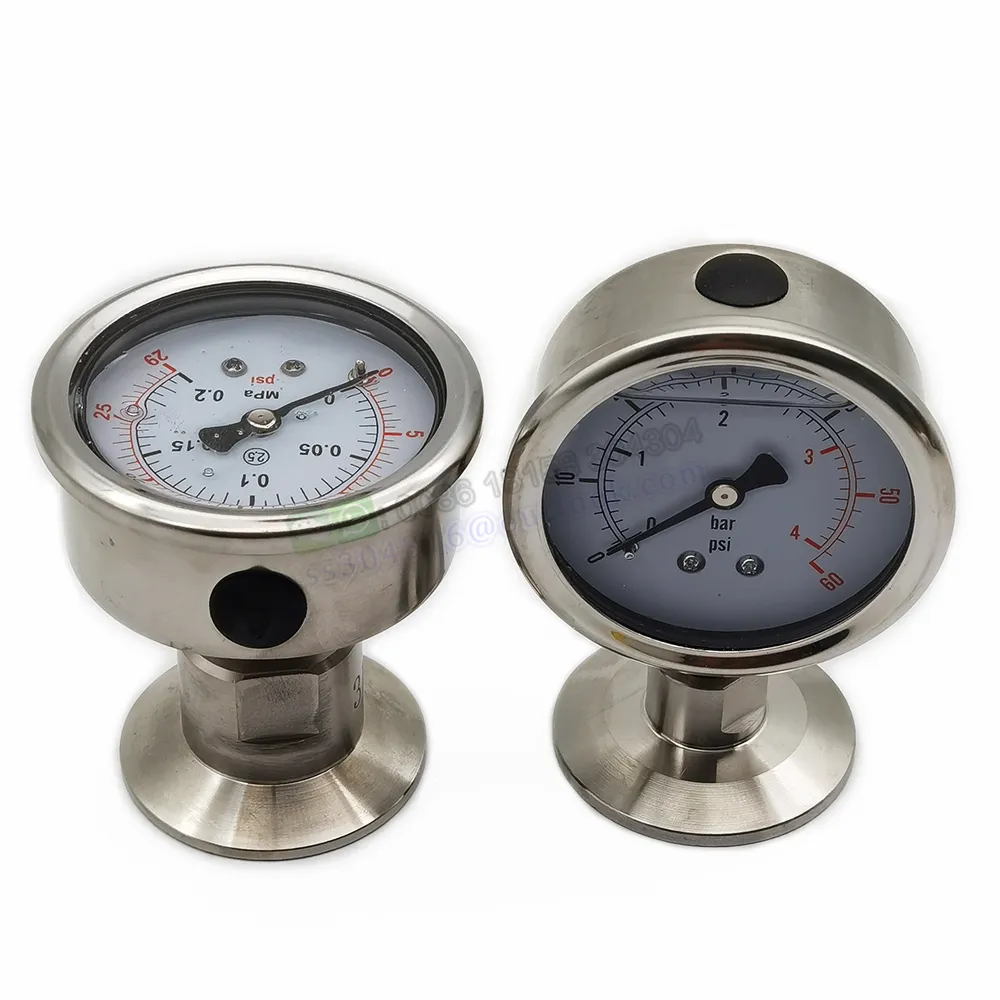 304 Manometer 1.5in. (50.5mm OD)Tri Clamp Pressure Gauge Membrane Pressure Gauge SS304 Stainless Steel Diaphragm