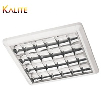 Grille de lampe prismatique T8 pour tube LED, luminaire avec grille pour tube LED, 4x18w, opale/prismatique, montage en grille