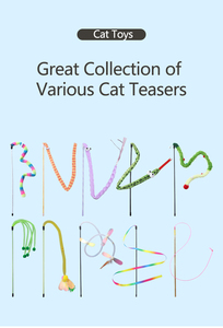 Bacchette ecologiche Teaser per gatti con piume e campane-giocattolo interattivo per gatti - Product Image 6