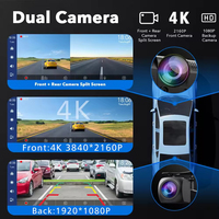 Caméra de tableau de bord sans fil 10,26 pouces avec Carplay et Android Auto, double objectif 4K + 1080P, WIFI, prise en charge AHD, fonction AUX, caméra embarquée, fonction stéréo, TV