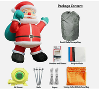 Père Noël géant gonflable avec sac cadeau vert, décoration de Noël pour la cour, la pelouse, les gonflables de Noël.